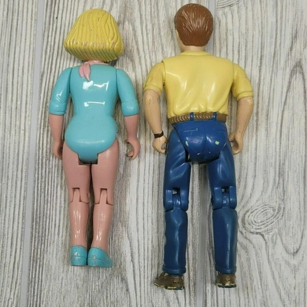 2 Fisher Price Loving Family Dollhouse Figure Mom Dad Blonde Woman Man 1993‎ Vtg